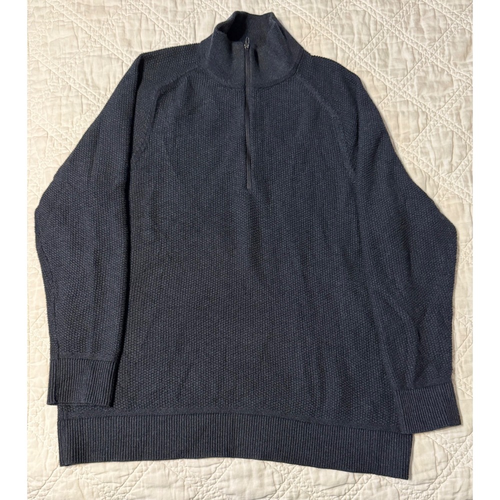 Lululemon waffle Knit 1/2 Zip Sweater Mens M Gray Textured Pullover Long Sleeve